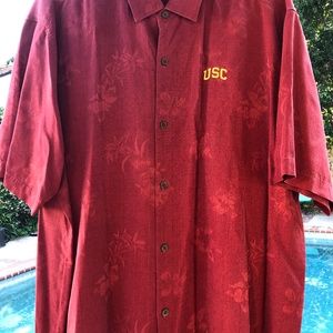 Tommy Bahama USC TROJANS Mens 100% Silk Hawaiian Shirt XXL